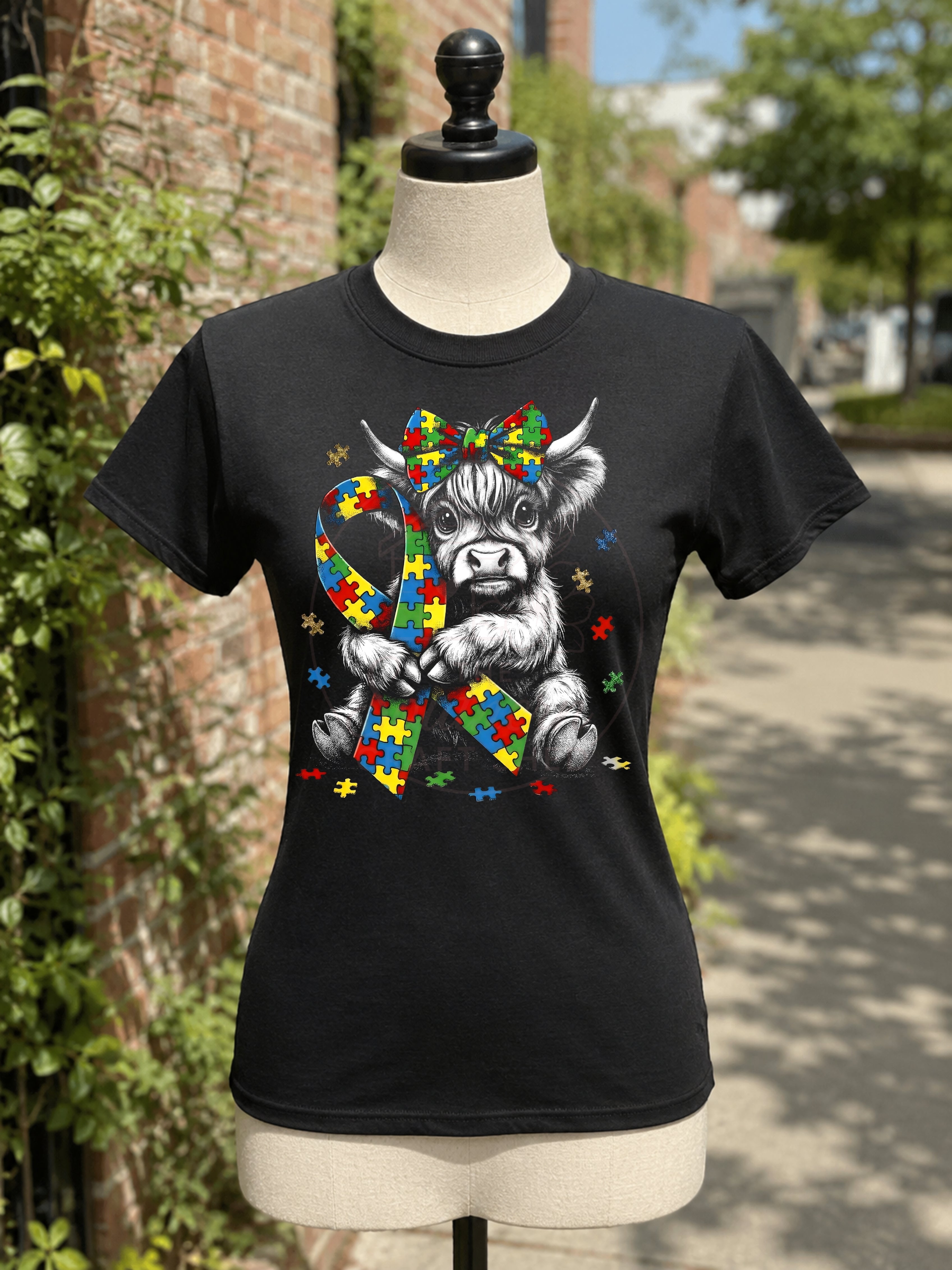 Autism Awareness Highland Cow Tee